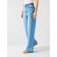V By Very Supersoft Wide Leg Jeans - Mid Wash