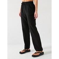 Everyday Linen Blend Trousers - Black