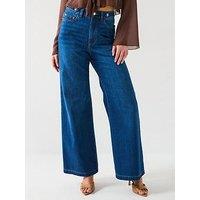 V By Very Supersoft Wide Leg Jeans - Dark Wash