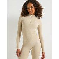 Gym King Women'S Formation Rib Longline 1/4 Zip - Beige