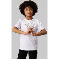 Calvin Klein Jeans Boys Filled-In Photo Mono Short Sleeve T-Shirt - White