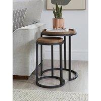 Very Home Harlem Round Nest Of 2 Tables - Mid Oak - Fsc Certified
