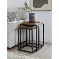 Very Home Harlem Square Nest Of 2 Tables - Mid Oak - Fsc Certified