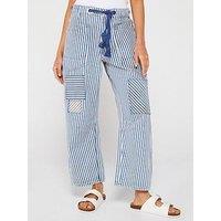 Free People Moxie Railroad Stripe Trousers - Blue