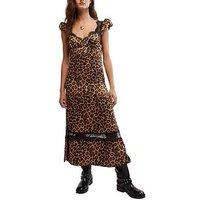 Free People Foolish Leopard Printed Midi Dress - Brown