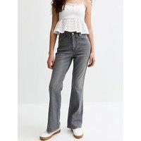 New Look 915 Girls Phoebe Flare Leg Jeans - Dark Grey