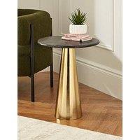Very Home Cone Side Table - Brushed Gold/Black Marble