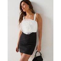 V By Very Tulle Corsage Mono Mini Dress - Black