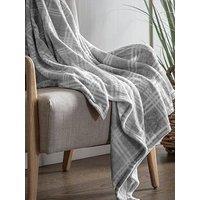 Gallery Direct Checkmate Super Soft Flannel Fleece Throw In Silver