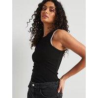 V By Very Ribbed Racer Vest - Black