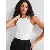 V By Very Ribbed Racer Vest - White