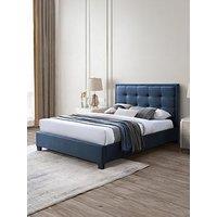 Very Home Gainford Fabric Bed Frame With Mattress Options (Buy & Save!) - Steel Blue - Bed Frame With Airsprung Memory Mattress