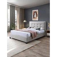 Very Home Gainford Fabric Bed Frame With Airsprung Mattress Options (Buy & Save!) - Oat Cream - Bed Frame With Airsprung Luxury Mattress