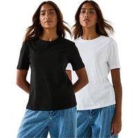 V By Very 2 Pack Essential Crew Neck T-Shirts - Black