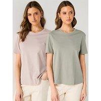 V By Very 2 Pack Essential Crew Neck T-Shirt - Green
