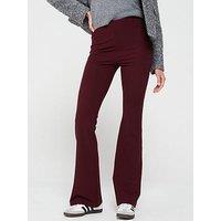 V By Very High Waisted Kickflare Trousers - Burgundy