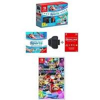 Nintendo Switch Neon Console With Switch Sports Set + Mario Kart 8 Deluxe + 12 Months Nintendo Switch Online