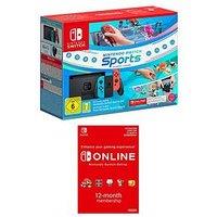 Nintendo Switch Switch Hw (Neon Red/Neon Blue) Switch Sports Set + 12 Months Nso