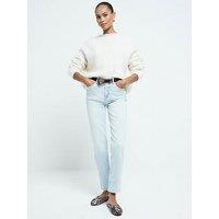 River Island High Waist Slim Straight Jeans - Light Blue