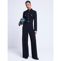 River Island Wide Leg Stitch Detail Trousers - Black