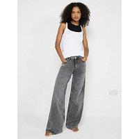 River Island Mid Rise Soft Wide Leg Jeans - Grey