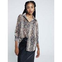 River Island Snake Print Shirt - Beige
