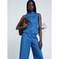 River Island Denim Tie Back Waistcoat - Denim