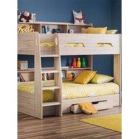 Julian Bowen Riley Bunk Bed With Spring Mattresses Option - Grey Oak - Bed Frame With 2 Mattresses