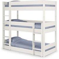 Julian Bowen Trio Triple Stacker Bunk Bed With Spring Mattress Option - White - Bed Frame With 3 Mattresses