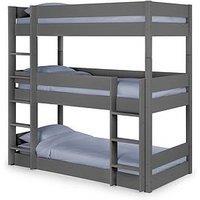 Julian Bowen Trio Triple Stacker Bunk Bed With Spring Mattress Option - Anthracite Grey - Bed Frame With 3 Mattresses