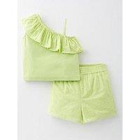 V By Very Girls Frill One Shoulder Top And Short Set