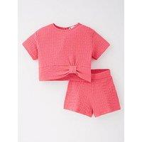 Mini V By Very Girls Texture Top And Short Co-Ord - Pink