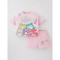 Squishmallows Squishmallow Short Sleeve Top And Short Set - Pink
