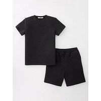 V By Very Boys Texture T-Shirt And Short Set - Black