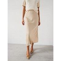 Vila Satin Midi Skirt - Beige