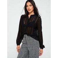 Vila Lace Long Sleeve Shirt - Black