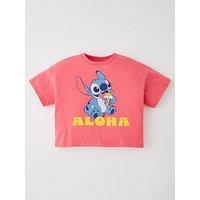 Disney Lilo & Stitch Aloha Short Sleeve T-Shirt - Pink