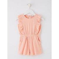 Mini V By Very Girls Textured Frill Playsuit - Pink