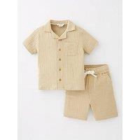 Mini V By Very Boys Double Gauze Shirt And Short Set - Stone