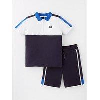 V By Very Boys Sports Colour Block Zip Polo And Short Set - Multi