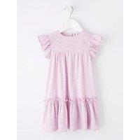 Mini V By Very Girls Slub Jersey Broderie Trim Dress - Lilac