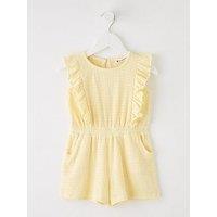 Mini V By Very Girls Textured Frill Playsuit - Lemon