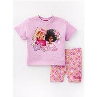 Barbie Short Sleeve Top And Cycling Short Set - Pink