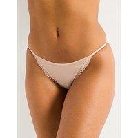 Calvin Klein Lace Trim String Bikini Brief - Beige