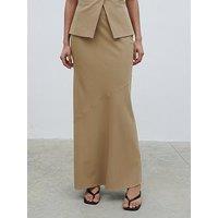 Pretty Lavish Jean Asymmetric Maxi Skirt - Camel - Beige