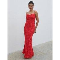 Pretty Lavish Eden Jacquard Maxi Dress - Red