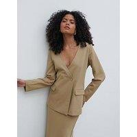 Pretty Lavish Jean Collarless Blazer - Camel - Beige