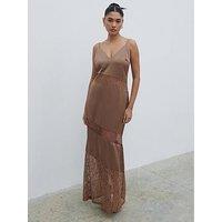 Pretty Lavish Monique Lace Insert Maxi Dress - Mocha