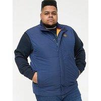 D555 Felipe Zip Through Padded Gilet With Contrast Colour Lining - Navy