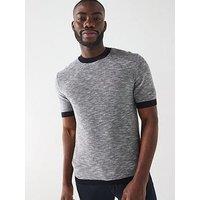 Armani Exchange Contrast Detail S/S Knitted T-Shirt - Navy